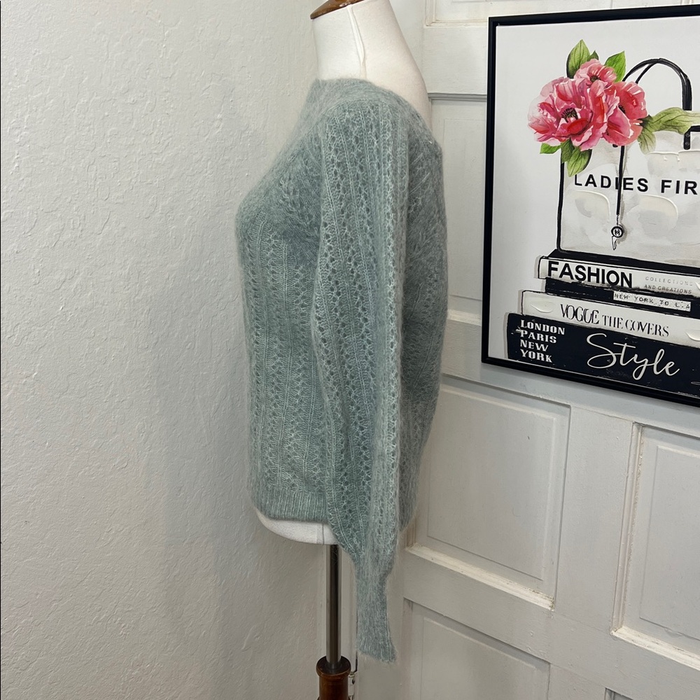 Sézane Rosa Mohair Jumper Sweater w/Ballooned Sleeves in Sea Mist Green Size S - Picture 4 of 9